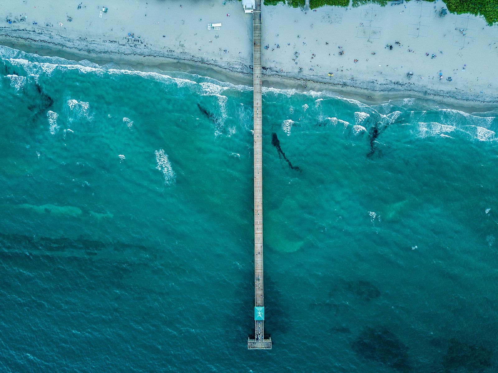 Aerial view of the Deerfield Beach International Fishing Pier and beach