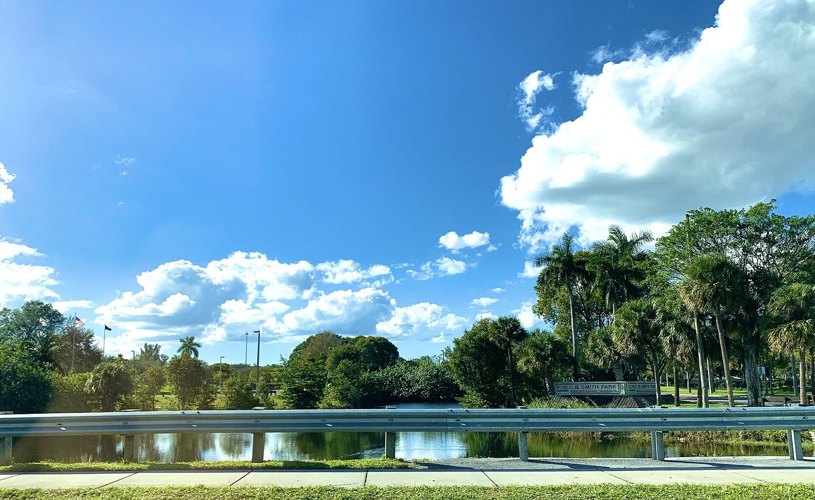 The lake and palm trees at C.B. Smith Park in Pembroke Pines