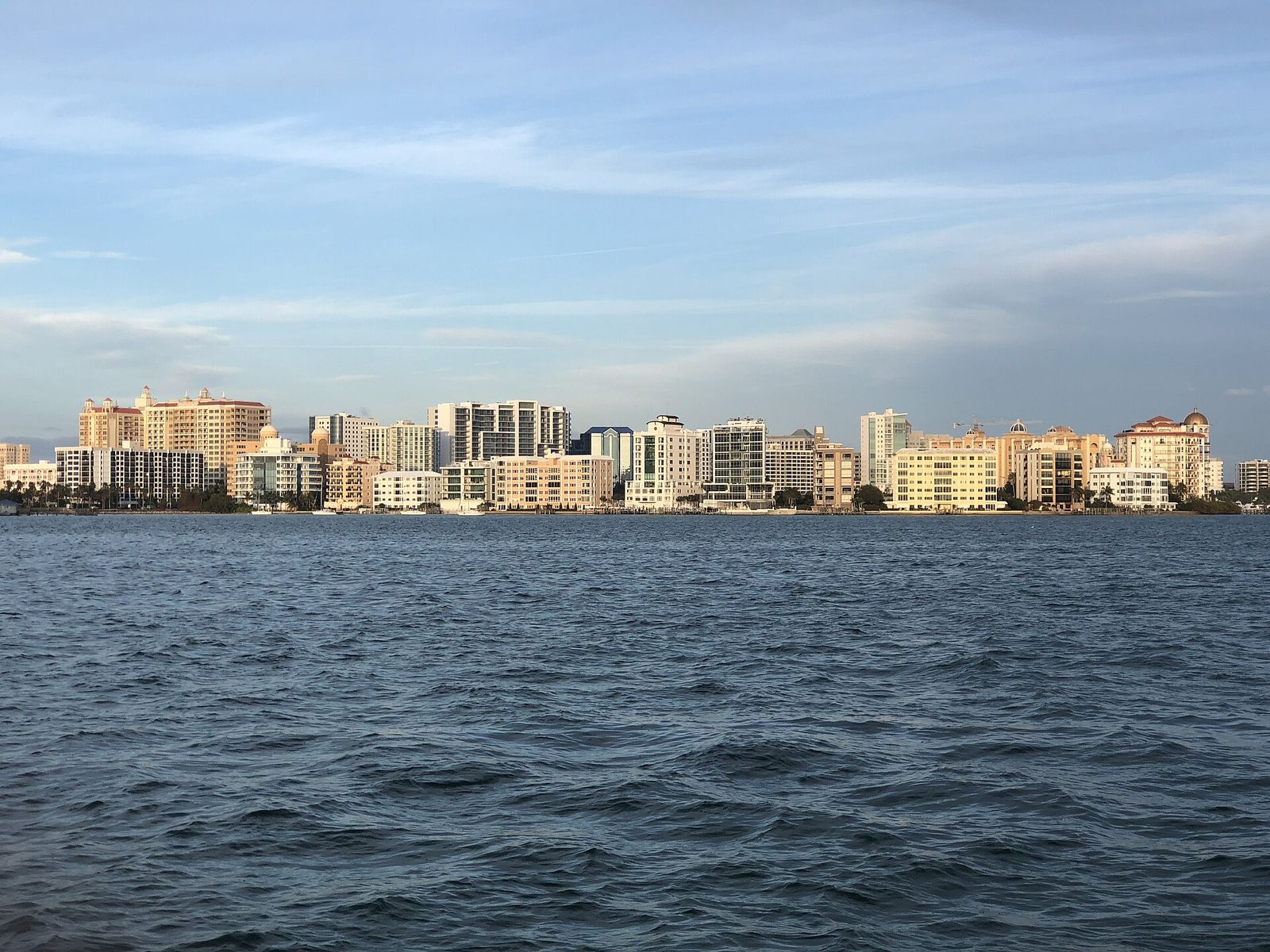 The downtown Sarasota skyline beside the bay