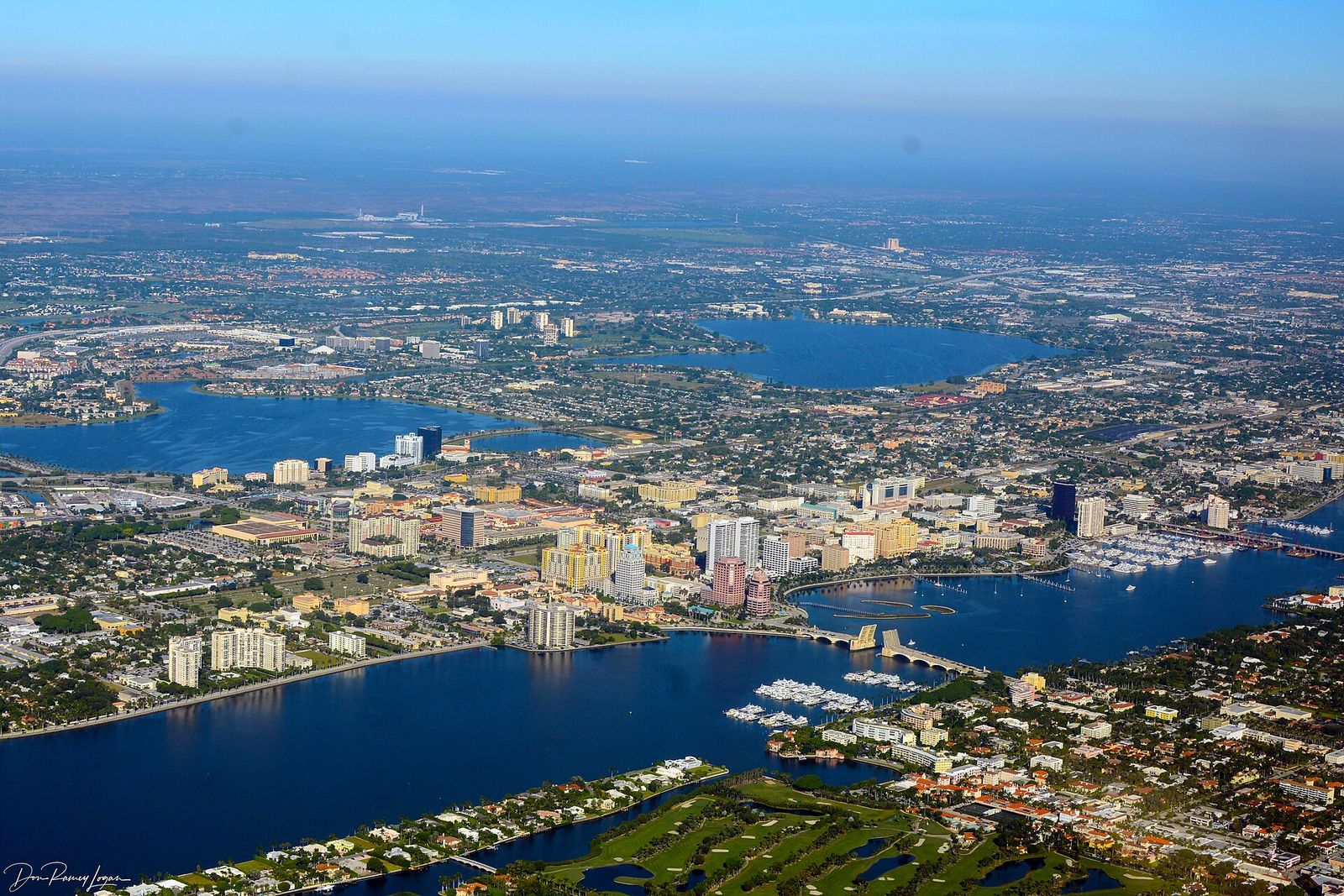 Aerial view of West Palm Beach and the Lake Worth Lagoon