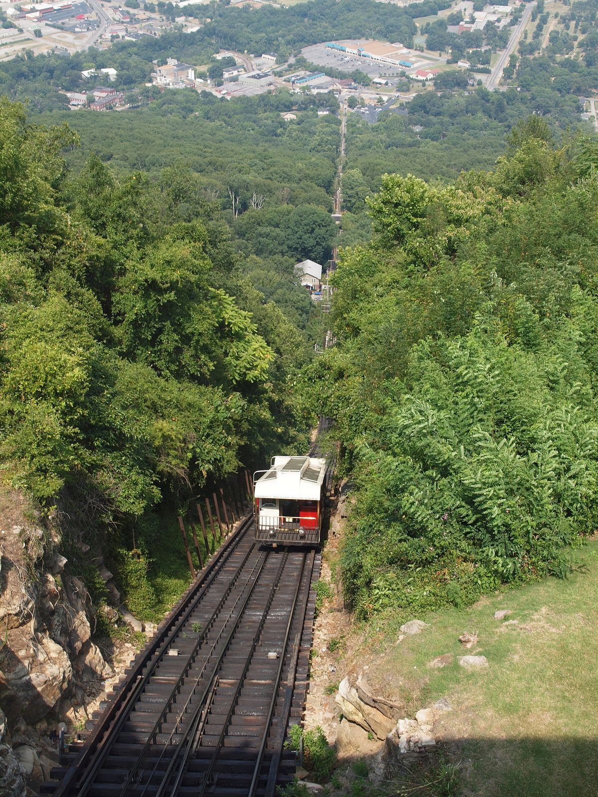 The Lookout Mountain Incline Railway track climbing through the trees