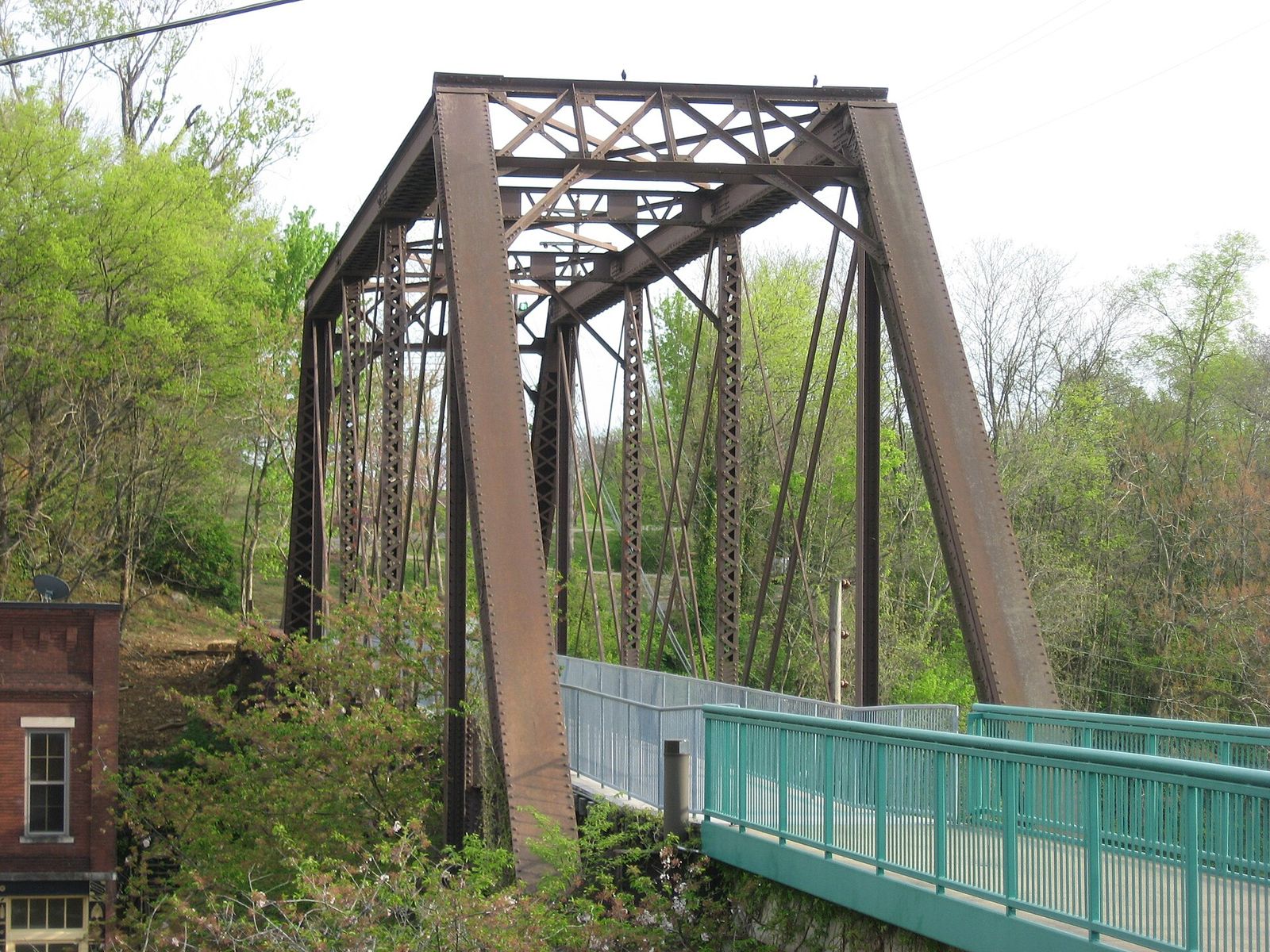 An old iron truss bridge on the Upland Trail in Clarksville