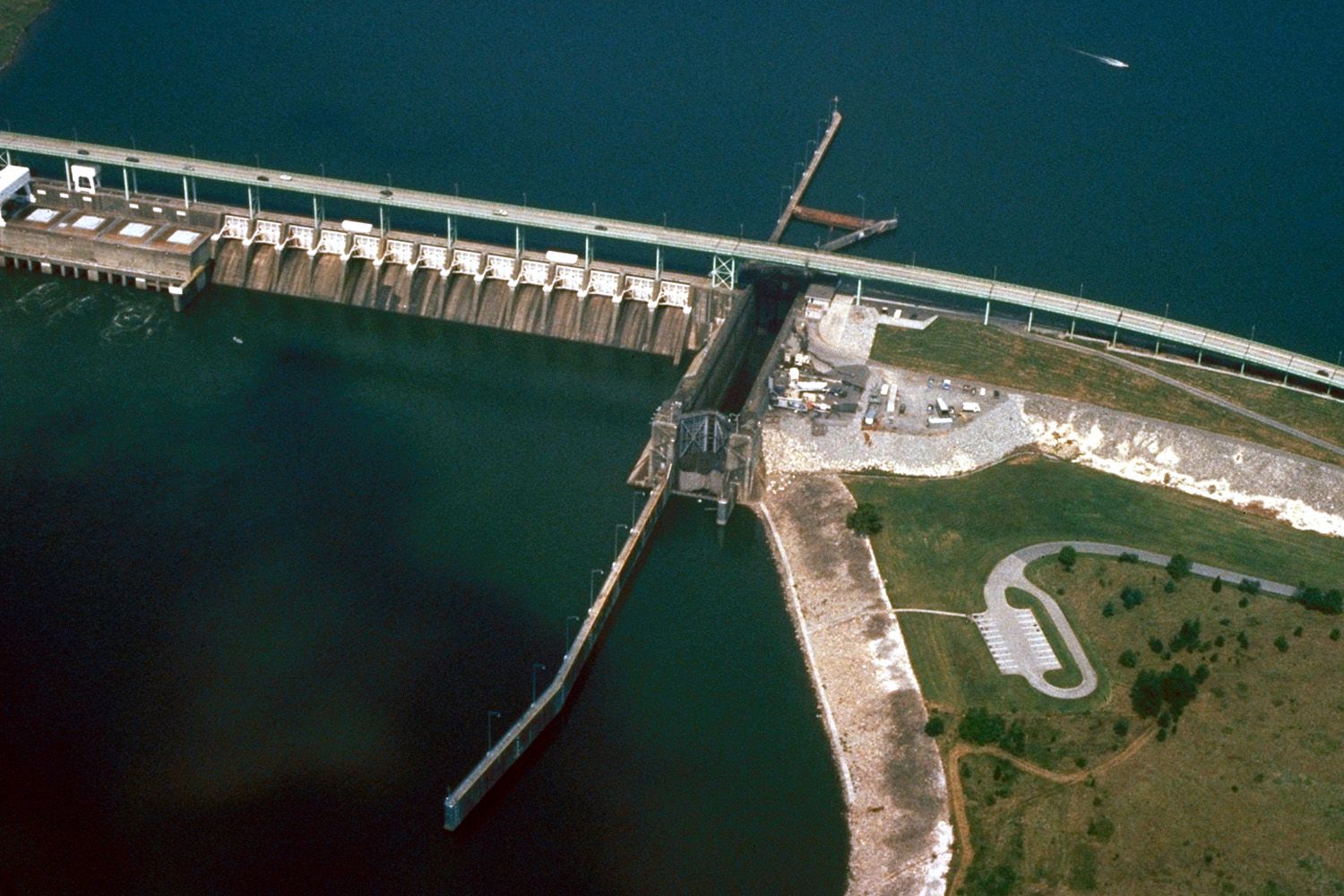 Aerial view of Fort Loudoun Lock and Dam on the Tennessee River