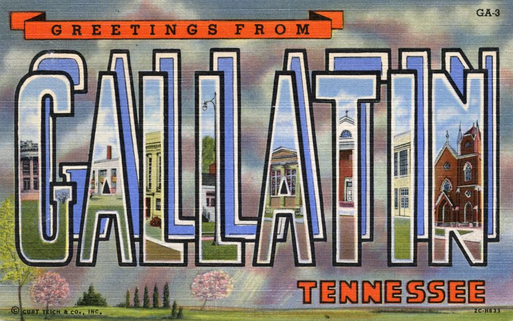 Large-letter Greetings from Gallatin, Tennessee postcard