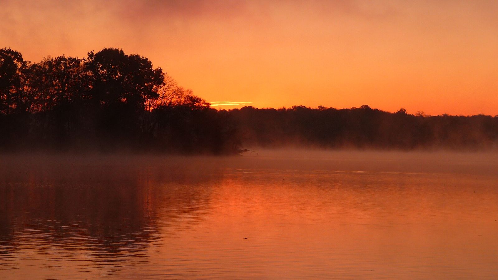 An orange sunrise over Old Hickory Lake in Hendersonville