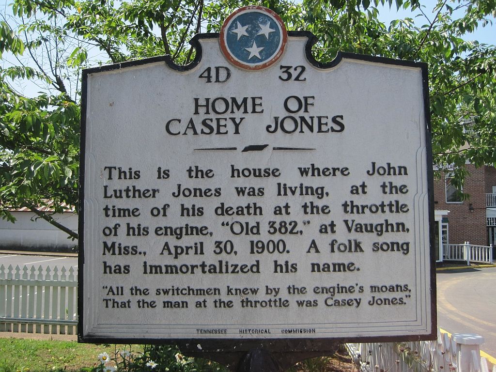 The historical marker at the Casey Jones Home in Jackson