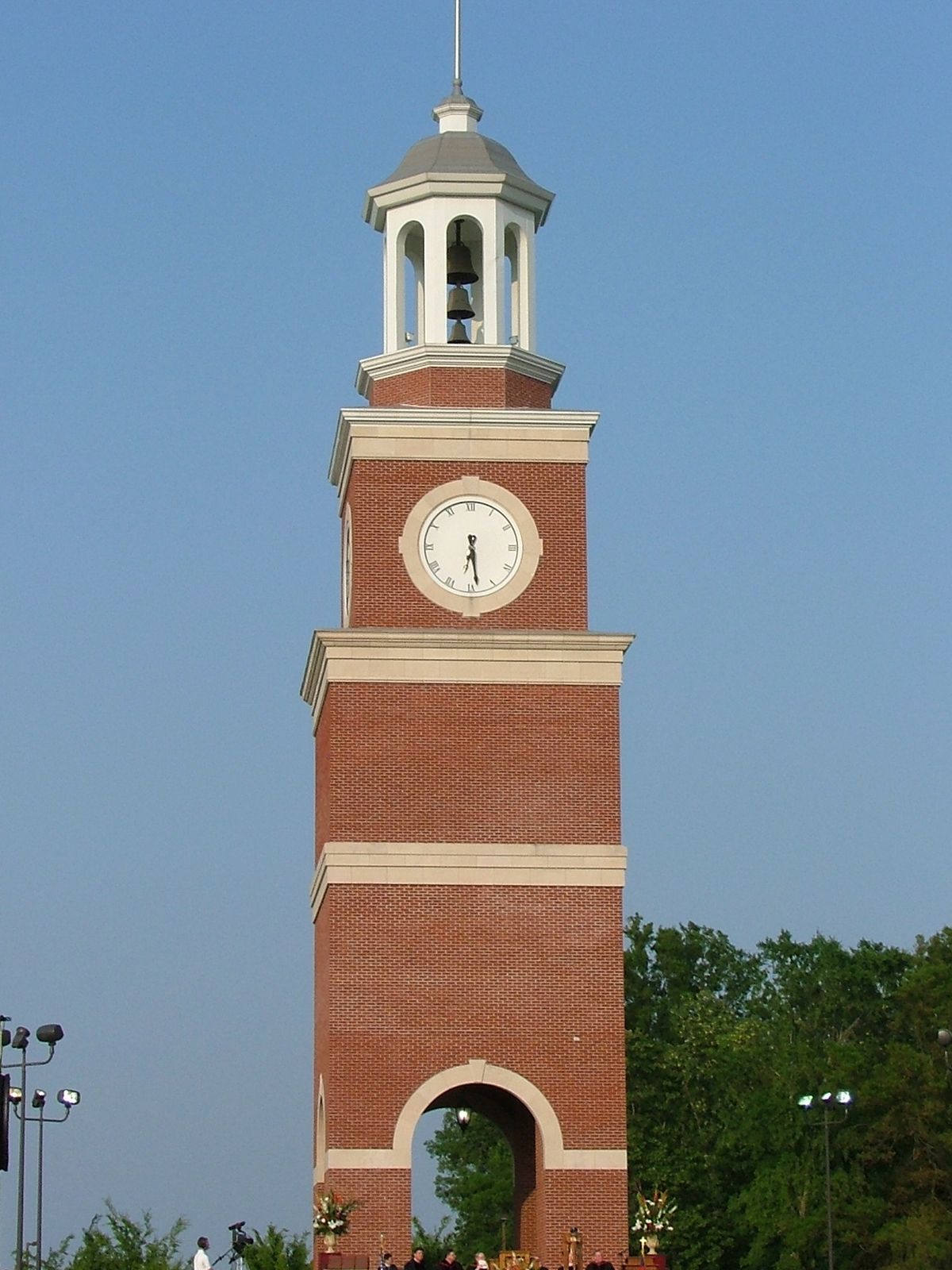 The brick bell tower at Union University in Jackson