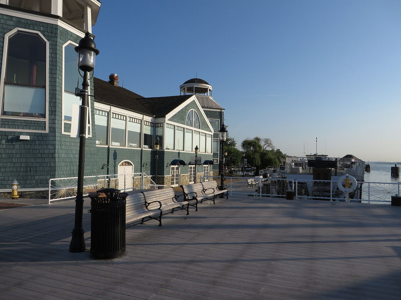 Old Town Alexandria waterfront pier and building on the Potomac River