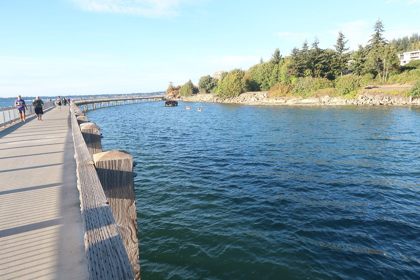 The over-water boardwalk at Boulevard Park on Bellingham Bay