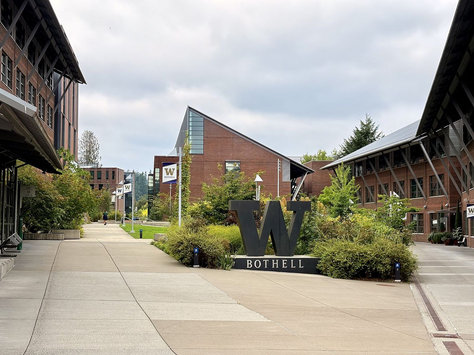 A walkway through the University of Washington Bothell campus