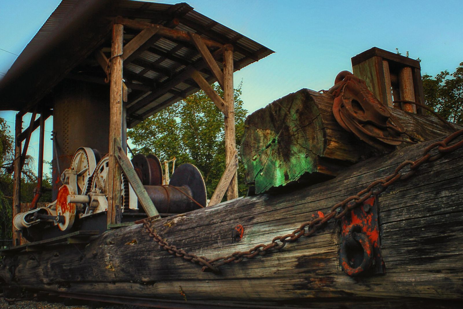 A steam donkey logging engine on display in Issaquah