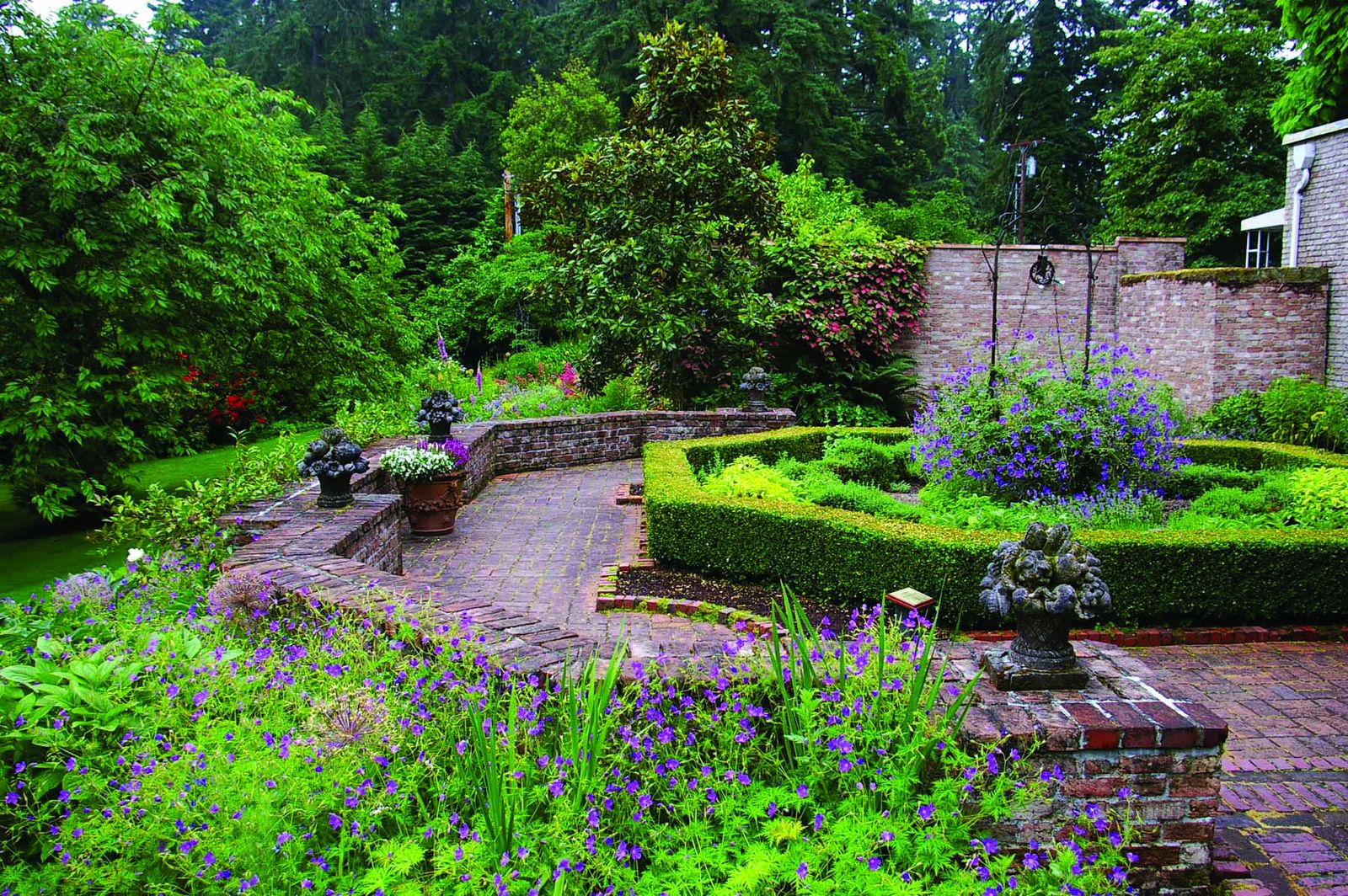 Flower beds and hedges in the formal garden at Lakewold Gardens