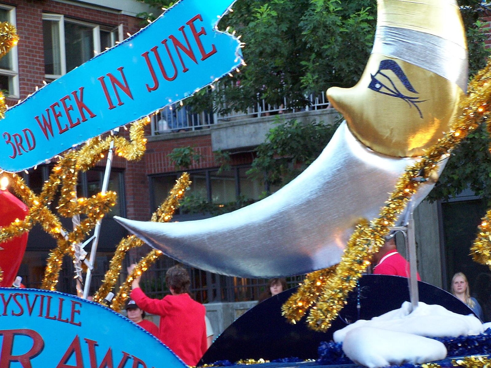 A float in the Marysville Strawberry Festival parade