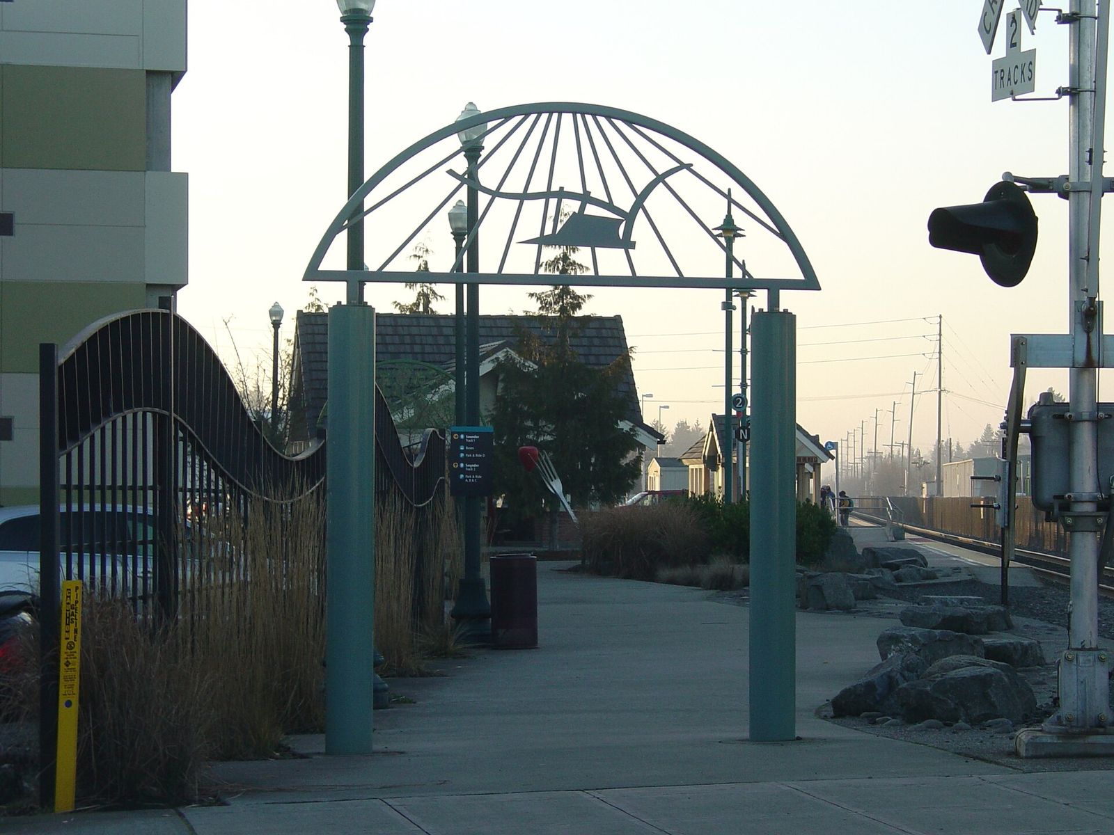 The arched entrance to the Puyallup train station