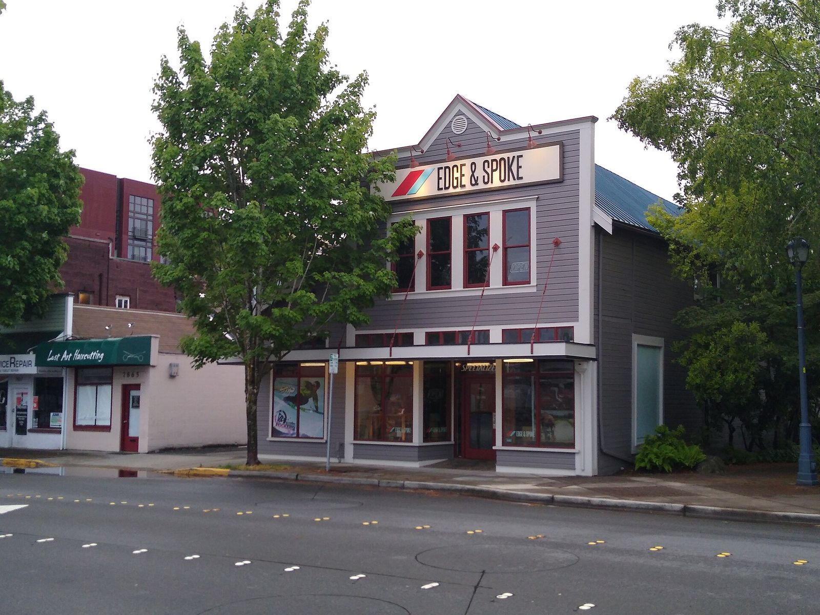 The historic 1903 Lodge Hall building on Leary Way in downtown Redmond