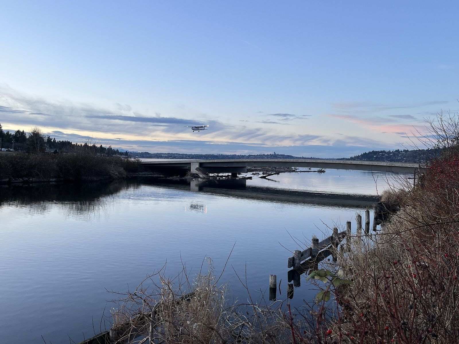 The mouth of the Cedar River where it meets Lake Washington