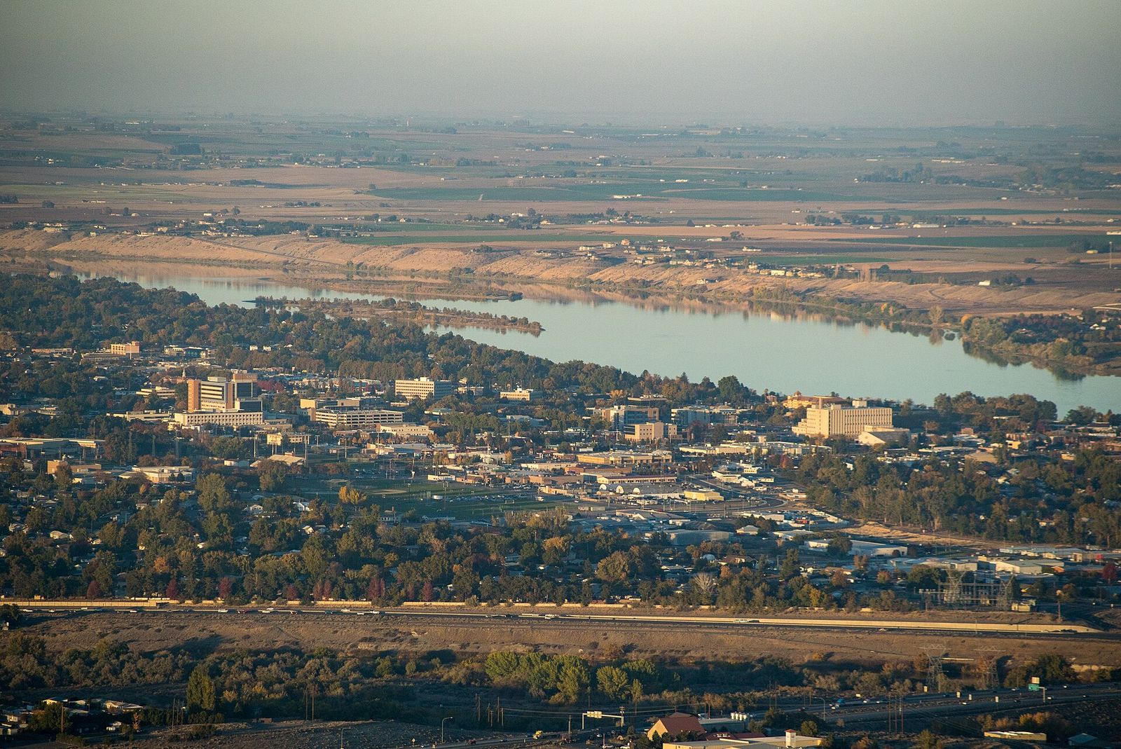 Richland and the Columbia River seen from the hills above the city