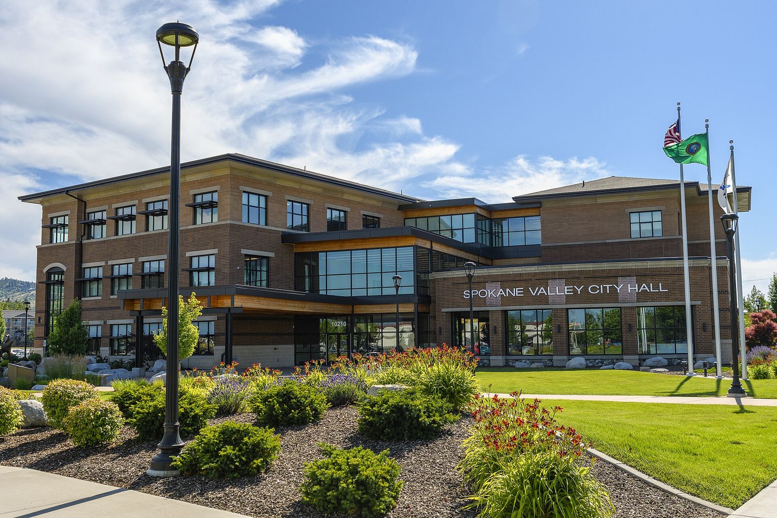 Spokane Valley City Hall on a sunny summer day