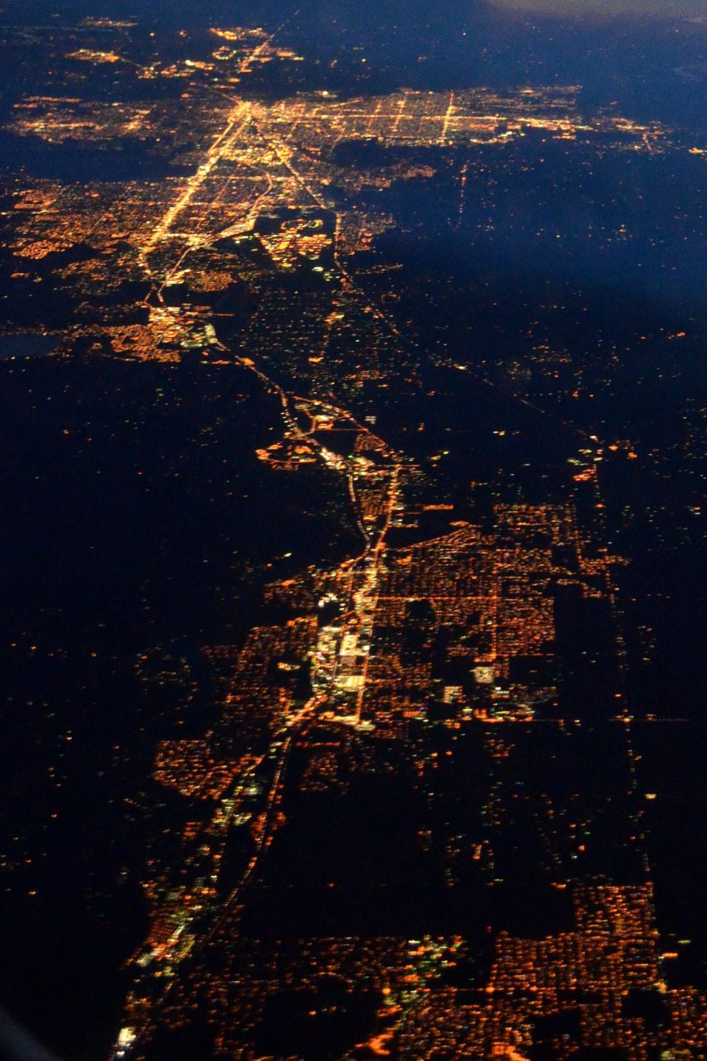 Spokane Valley lights seen from the air at night