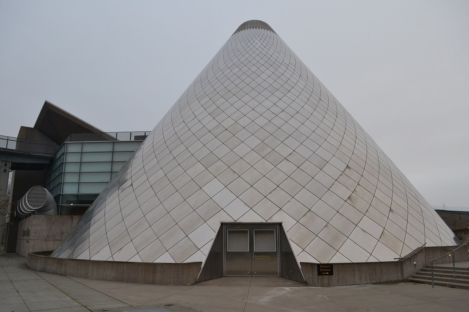 The steel cone of the Museum of Glass in Tacoma's Museum District
